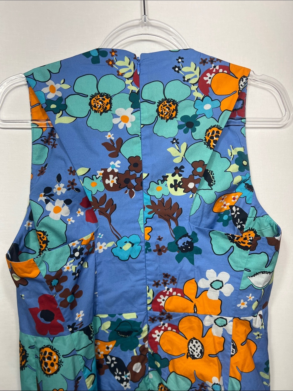CÂLLAS Milano Blue Floral Cotton Midi Dress Made in Italy IT 42 US 6 - Picture 8 of 12